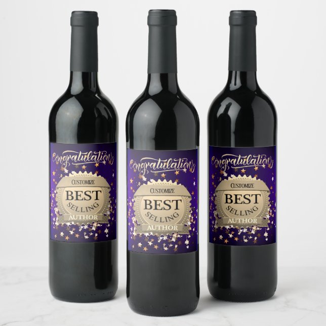 Personalised Best Selling Author Purple Wine Label (Bottles)