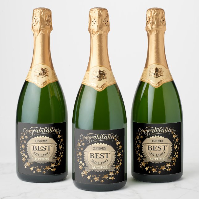 Personalised Best Selling Author   Sparkling Wine Label (Bottles)