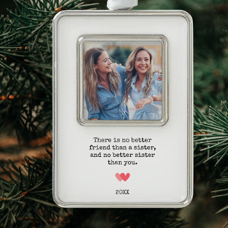 Personalised Best Sister Photo Christmas Silver Plated Framed Ornament