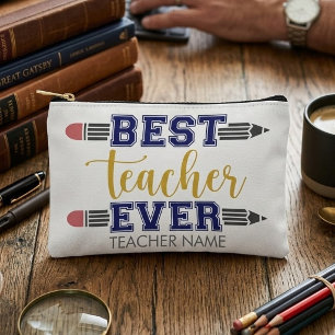 Personalised Best Teacher Ever - Customised Gift Accessory Pouch