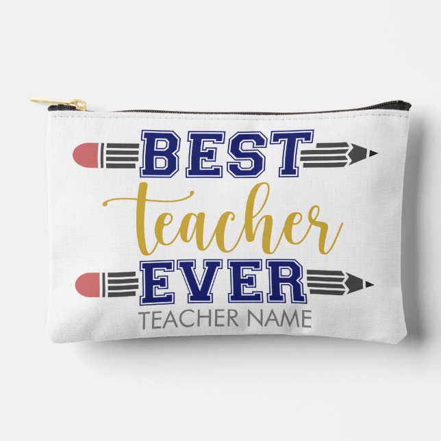 Personalised Best Teacher Ever - Customised Gift Accessory Pouch (Front)
