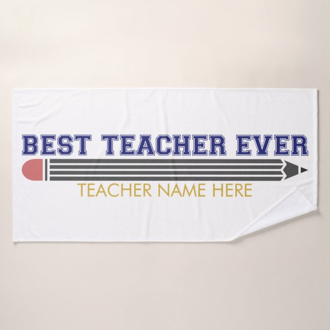 Personalised Best Teacher Ever - Customised Gift Bath Towel (Bath Towel)
