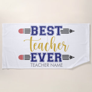Personalised Best Teacher Ever - Customised Gift Beach Towel