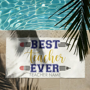 Personalised Best Teacher Ever - Customised Gift Beach Towel