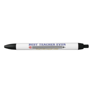 Personalised Best Teacher Ever - Customised Gift Black Ink Pen