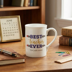 Personalised Best Teacher Ever - Customised Gift Bone China Mug