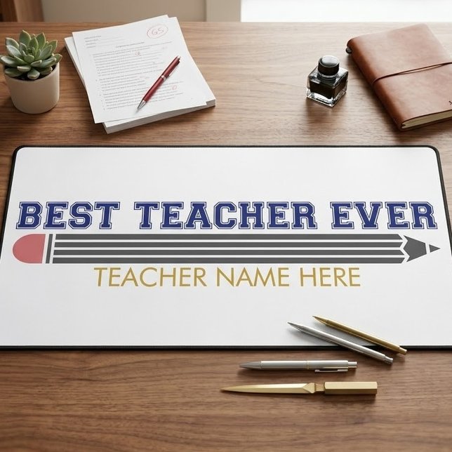 Personalised Best Teacher Ever - Customised Gift Desk Mat (Creator Uploaded)