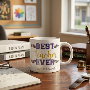 Personalised Best Teacher Ever - Customised Gift Espresso Cup
