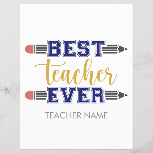 Personalised Best Teacher Ever - Customised Gift Flyer (Front)