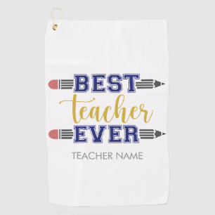 Personalised Best Teacher Ever - Customised Gift Golf Towel