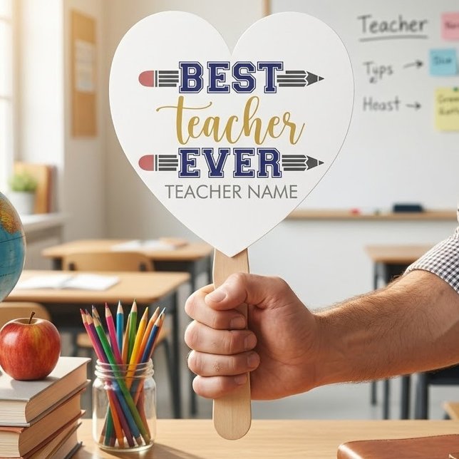 Personalised Best Teacher Ever - Customised Gift Hand Fan (Creator Uploaded)