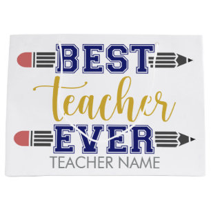 Personalised Best Teacher Ever - Customised Gift Large Gift Bag