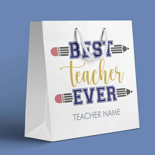 Personalised Best Teacher Ever - Customised Gift Large Gift Bag (Creator Uploaded)
