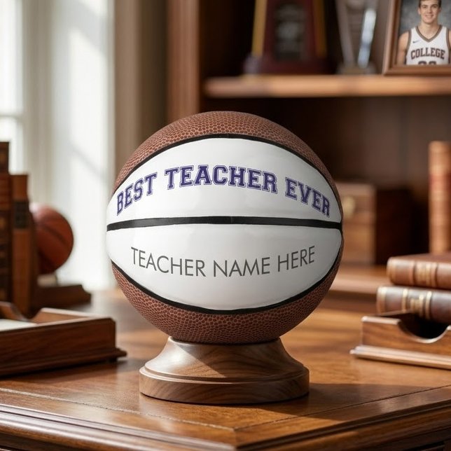 Personalised Best Teacher Ever - Customised Gift Mini Basketball (Creator Uploaded)