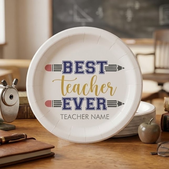 Personalised Best Teacher Ever - Customised Gift Paper Plate (Creator Uploaded)