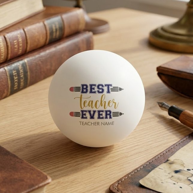Personalised Best Teacher Ever - Customised Gift Ping Pong Ball (Creator Uploaded)