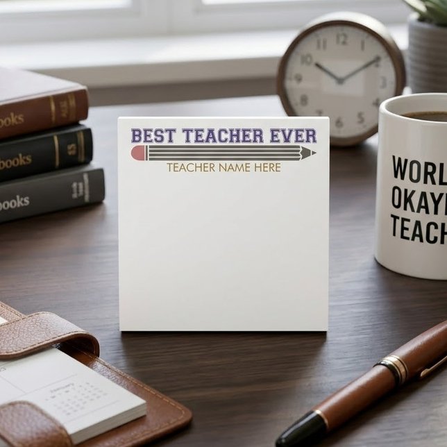 Personalised Best Teacher Ever - Customised Gift Post-it Notes (Creator Uploaded)