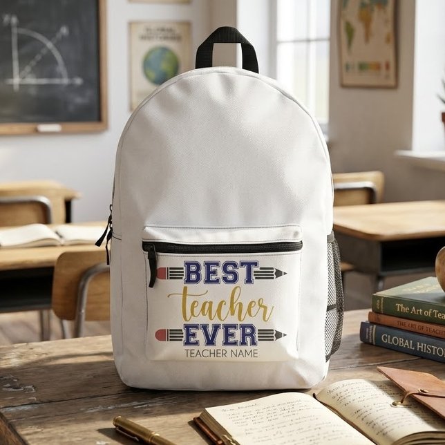 Personalised Best Teacher Ever - Customised Gift Printed Backpack (Creator Uploaded)