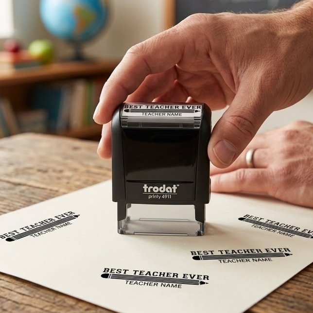 Personalised Best Teacher Ever - Customised Gift Self-inking Stamp (Creator Uploaded)