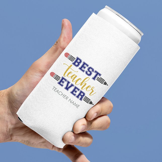 Personalised Best Teacher Ever - Customised Gift Seltzer Can Cooler (Creator Uploaded)