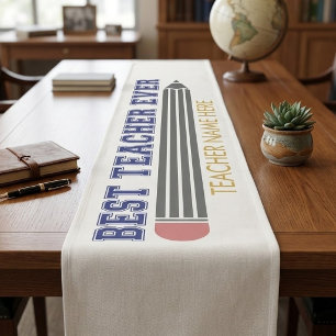 Personalised Best Teacher Ever - Customised Gift Short Table Runner