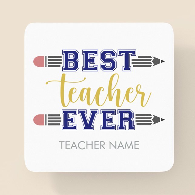Personalised Best Teacher Ever - Customised Gift Square Paper Coaster (Creator Uploaded)