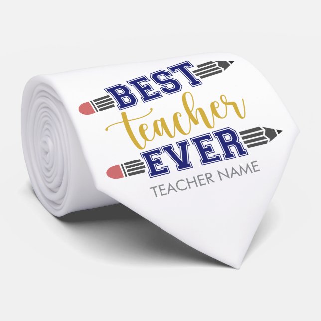 Personalised Best Teacher Ever - Customised Gift Tie (Rolled)