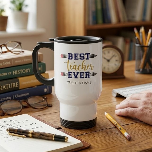 Personalised Best Teacher Ever - Customised Gift Travel Mug (Creator Uploaded)