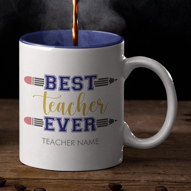 Personalised Best Teacher Ever - Customised Gift Two-Tone Coffee Mug (Creator Uploaded)