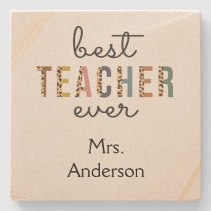 Personalised Best Teacher Ever Gift for Teacher Stone Coaster