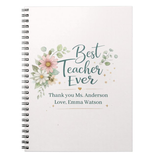 Personalised Best Teacher Ever Thank You Notebook (Front)