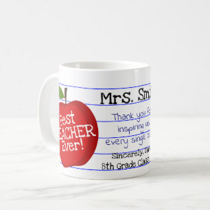 Personalised "Best Teacher Ever" w/ Custom Note Coffee Mug