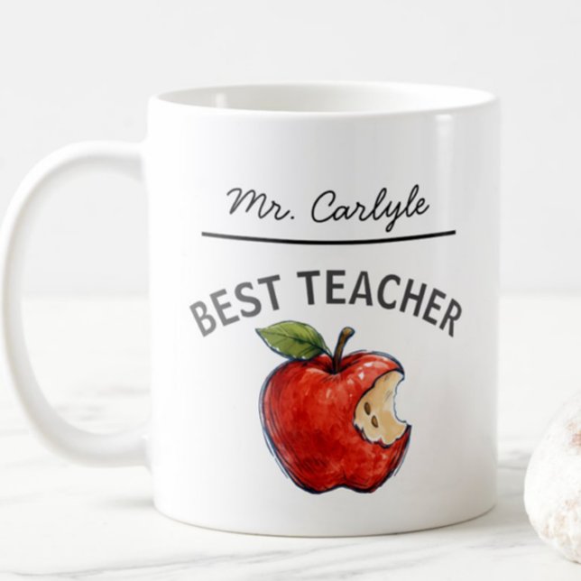 Personalised BEST TEACHER Name Apple Gift Coffee Mug (Creator Uploaded)