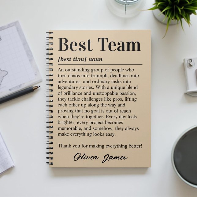 Personalised Best Team Appreciation Corporate Gift Notebook (Creator Uploaded)