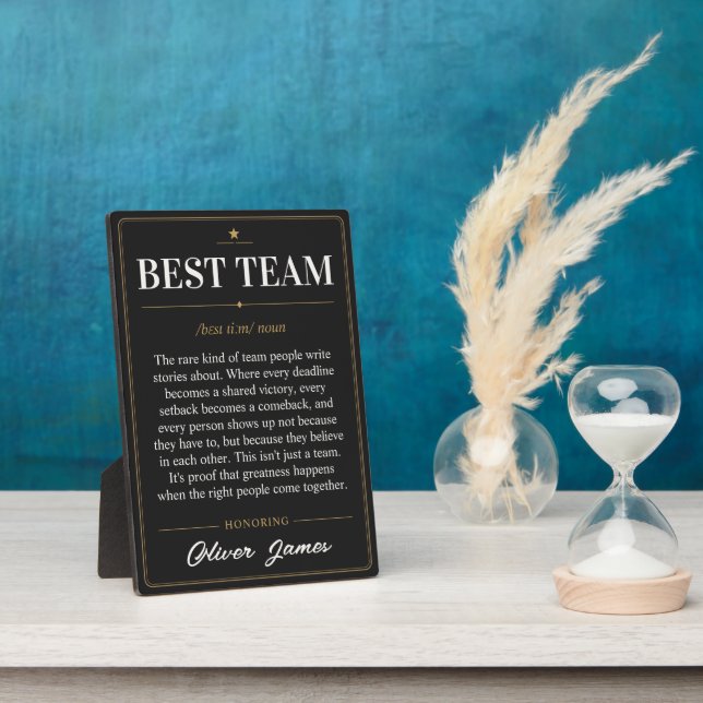 Personalised Best Team Dictionary Definition Plaque (Side)