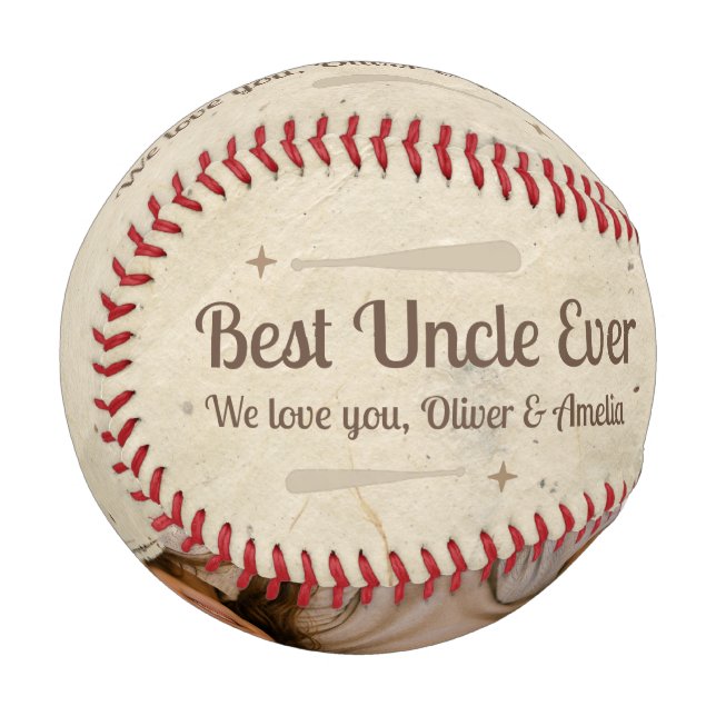 Personalised Best Uncle Ever Photo Gift Baseball (Back Right)