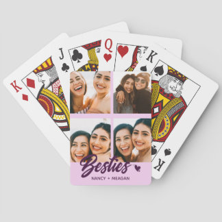 Personalised Bestie Forever Photo Collage Playing Cards