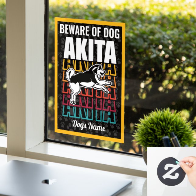 Personalised Beware of Dog Akita Warning (Office)