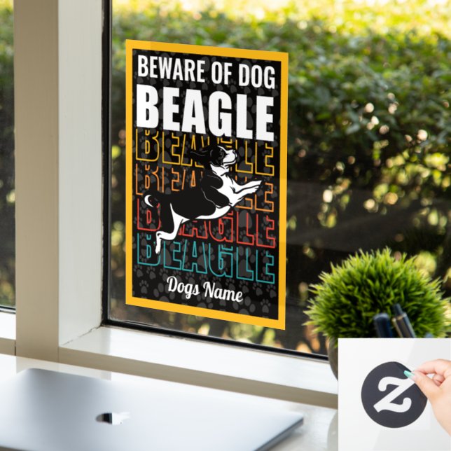 Personalised Beware of Dog Beagle Warning (Office)