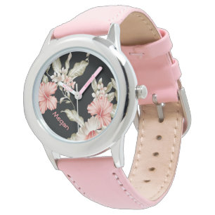 Personalised Bezel Stainless Steel Watch/Flowers Watch