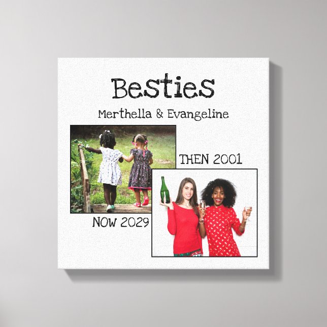 Personalised BFF 2 Photo Best Friends Forever Canvas Print (Front)