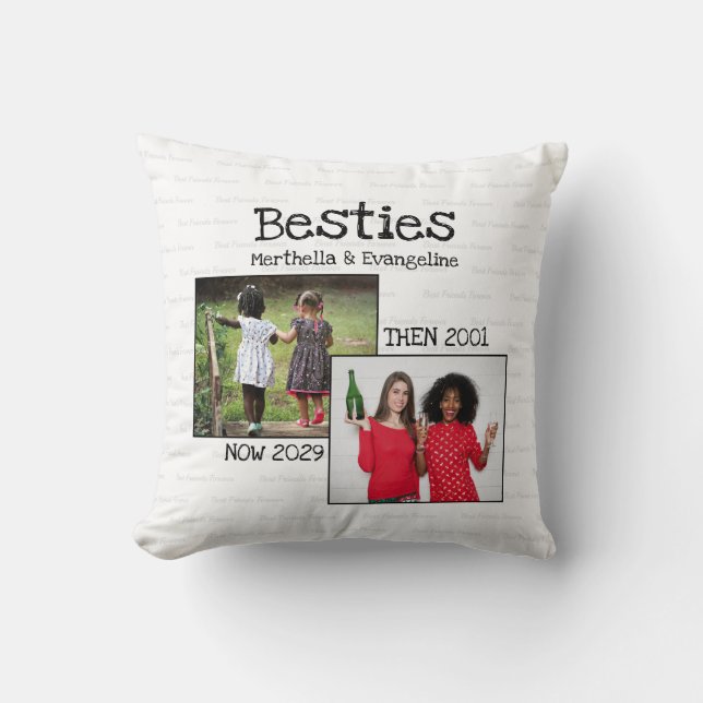 ***Personalised BFF 2 Photo Keepsake Best Friends Cushion (Front)