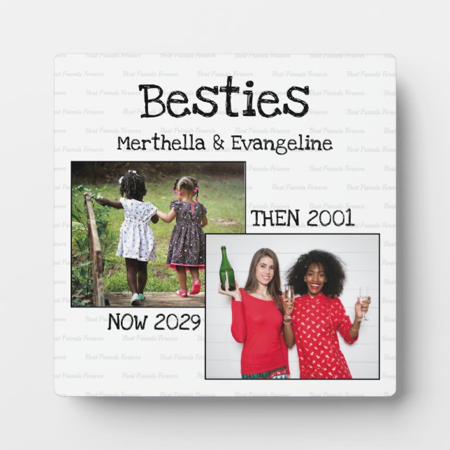 Personalised BFF 2 Photo Keepsake Best Friends Plaque (Front)