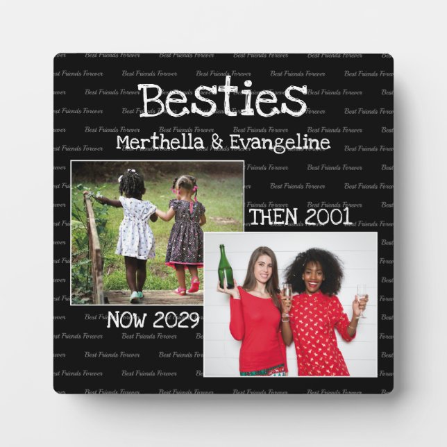 Personalised BFF 2 Photo Keepsake Best Friends Plaque (Front)