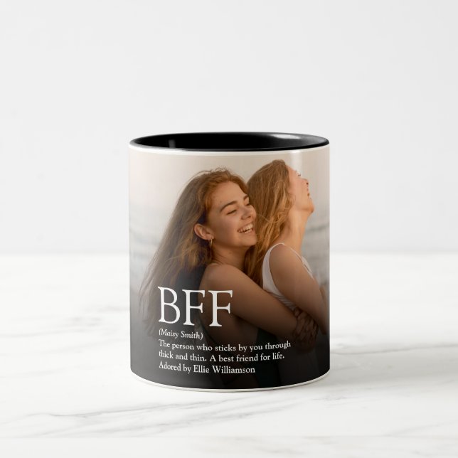 Personalised BFF Definition Best Friend Photo Two-Tone Coffee Mug (Center)