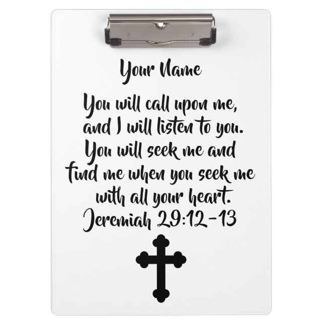 Personalised Bible Verse And Cross Clipboard (Front)