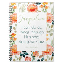 Personalised Bible Verse Floral Notebook Journal
