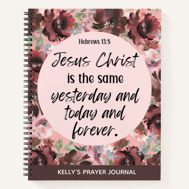 Personalised Bible Verse Floral Prayer Journal (Front)