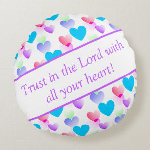 Personalised Bible Verse Hearts Round Lilac Cushion