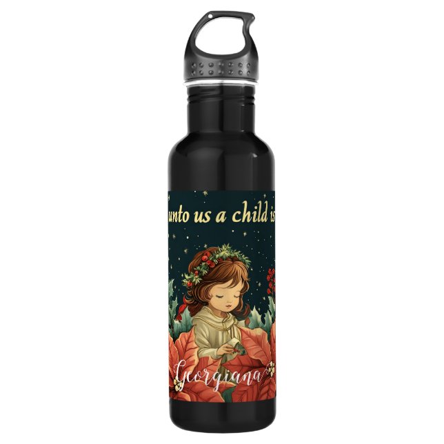 Personalised Biblical Nativity Child & Verse 710 Ml Water Bottle (Front)